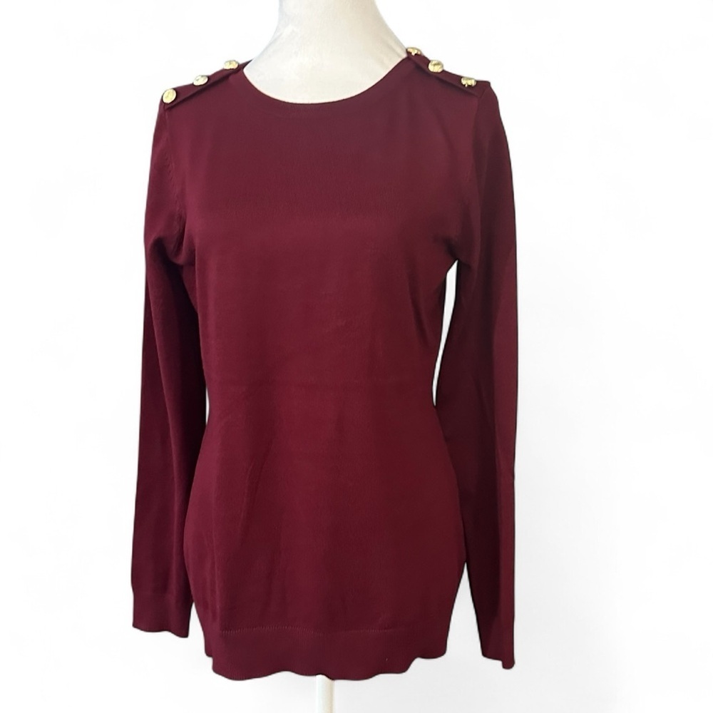 CAROLYN TAYLOR Sweater with Gold Accents Women's Long Sleeve Pullover Shirt XL M